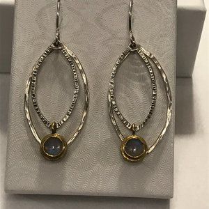 Sterling Silver Double Hoop Labradorite Earrings